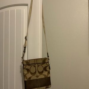 Signature Coach Tan and Brown Cross Body Purse